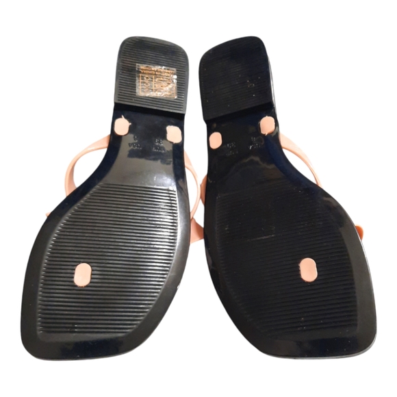 JEFFREY CAMPBELL Jelly Flip Flops Blush Black Shiny Sugary Bow Feminine Summer 8 - Picture 8 of 9